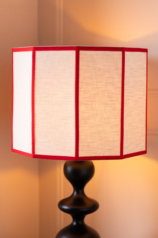 Image of the Red Contrast Linen Lampshade on
