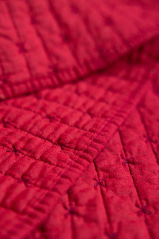 Detail image of the Red Cross-Stitch Cotton Quilt