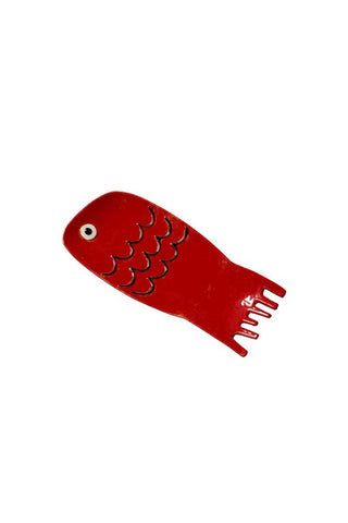 Cutout of the Red Fish Serving Dish on a white background.
