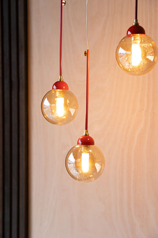 Detail image of the Red Glass Dome Metal Ceiling Light on
