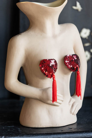 Image of the Red Heart Sequin Nipple Tassels