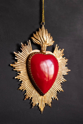 Close-up image of the Red Milagro Heart Wall Hanging Decoration