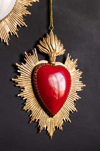 Detail image of the Red Milagro Heart Wall Hanging Decoration