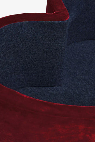 Close-up of the inside of the Red Heart Storage Footstool.