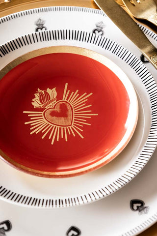 Detail image of the Red & Gold Milagro Heart Decorative Wall Plate