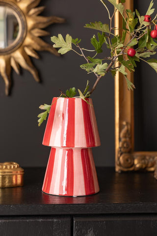 Detail image of the Red & Pink Stripe Flower Vase