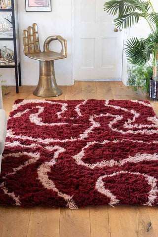 Lifestyle image of the Red & Pink Swirl Berber Rug - Available in 5 Sizes