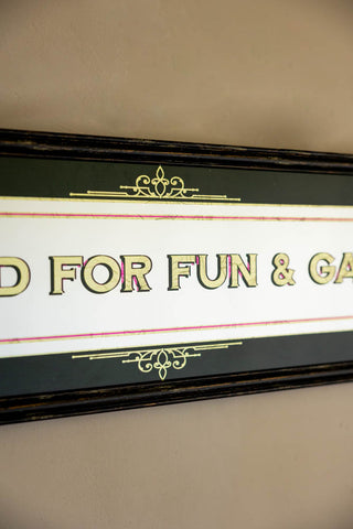 Close-up image of the Reserved For Fun & Games Vintage-Style Mirror