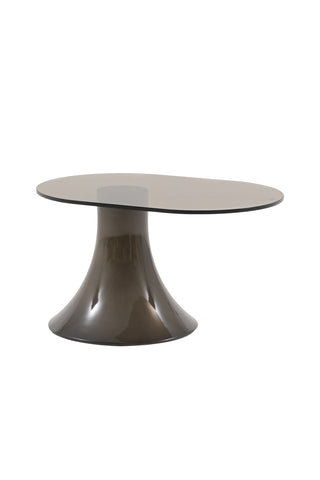 The Retro Asymmetric Side Table in Espresso seen from an angle, on a white background.