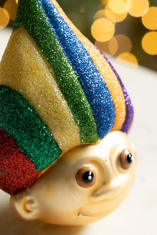 Close-up of the Retro Troll-Inspired Christmas Tree Decoration.