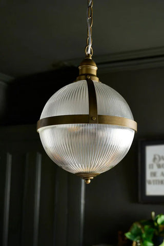 Lifestyle image of the Ribbed Boulevard Orb Indoor/Outdoor Ceiling Light