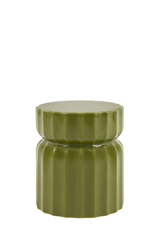 Cutout of the Ribbed Edge Round Side Table in Green Glaze on a white background.