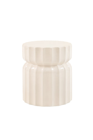 Cutout of the Ribbed Edge Round Side Table in Ivory Glaze.