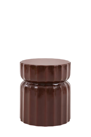 Cutout of the Ribbed Edge Round Side Table in Rust Glaze on a white background.