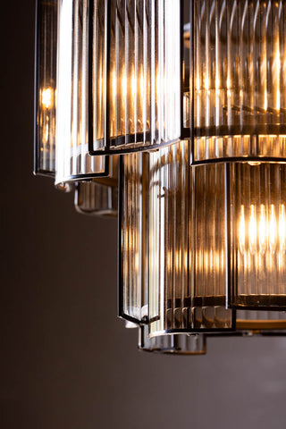 The glass detailing on the Ribbed Glass Loft Chandelier.