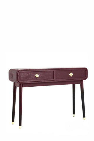Side view image of the Ringo Console Table in Deep Plum on a white background