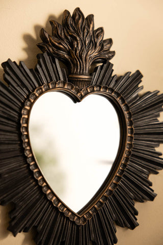 Image of the Sacred Heart Black Frame Decorative Mirror