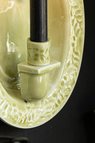 Close-up image of the Sage Green Candle Holder Wall Sconce