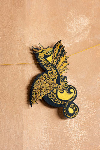 The dragon on the Samhain Sewn Paper Halloween Garland.