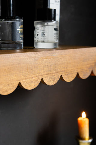 Close-up image of the Scalloped Wooden Wall Shelf