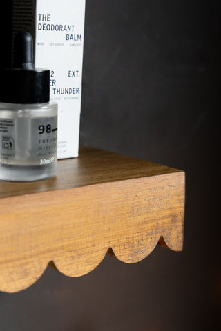 Detail image of the Scalloped Wooden Wall Shelf