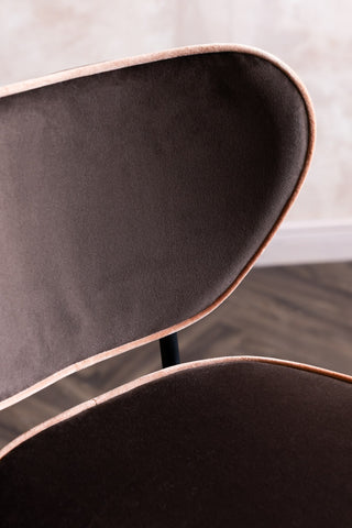 Close-up of the seat/back of the Set Of 2 Adjustable Bar Stools in Chocolate Velvet.