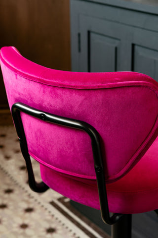 A detail shot of the back of the Adjustable Bar Stools in Harry's Hot Pink.