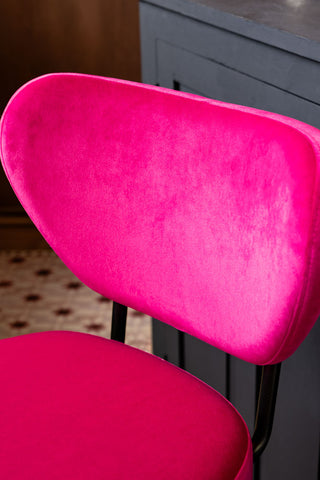 A detail image of the back rest on the Adjustable Bar Stool in Harry's Hot Pink.