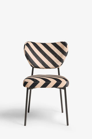 One of the Set of 2 Dining Chairs in Black & Sand Stripe on a white background.