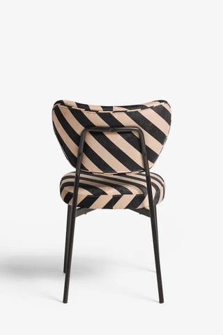 One of the Set of 2 Dining Chairs in Black & Sand Stripe seen from the back.