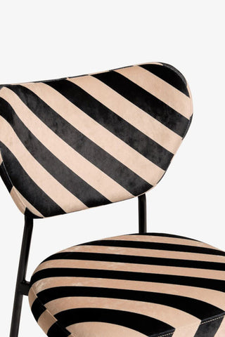 Close-up of the back of one of the Set of 2 Dining Chairs in Black & Sand Stripe.