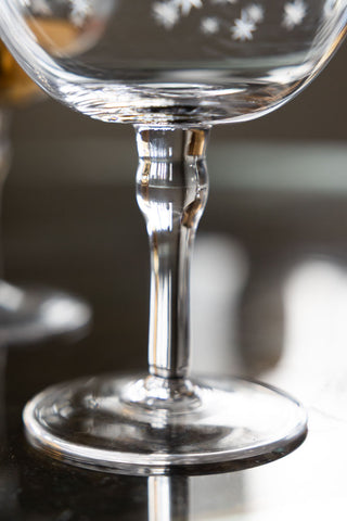 Image of the stem on the Set Of 2 Etched Star Champagne Glasses
