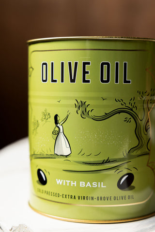 Close-up image of the Set Of 2 Green Olive Oil Storage Tins