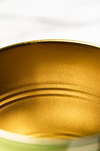 Image of the finish on the Set Of 2 Green Olive Oil Storage Tins