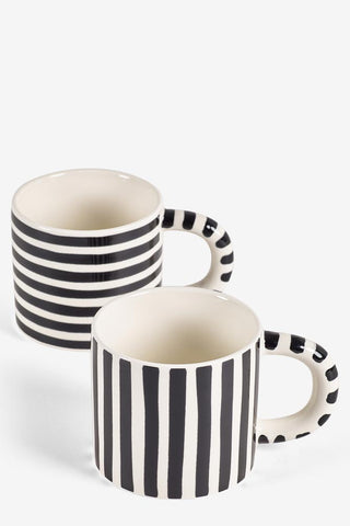 Cutout image of the Set Of 2 Monochrome Stripey Mugs