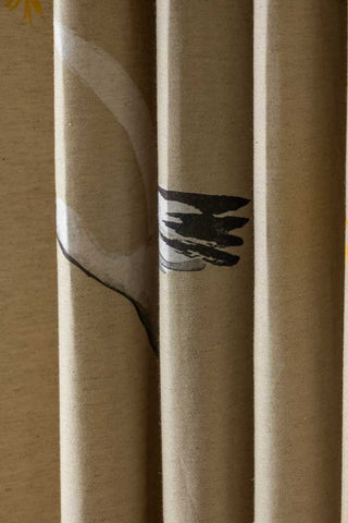Close-up shot of the Set Of 2 Natural Cranes Lined Curtains.