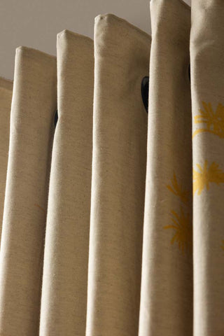 Close-up of the top of the Set Of 2 Natural Cranes Lined Curtains.