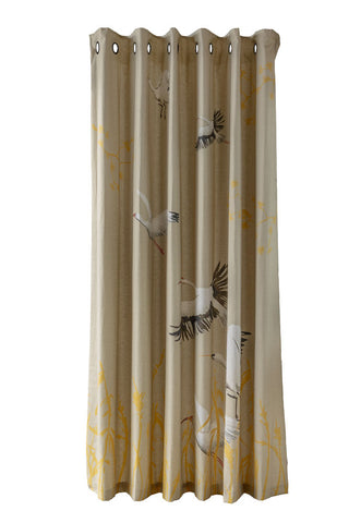 Cutout image of the Natural Cranes Lined Curtains on a white background.