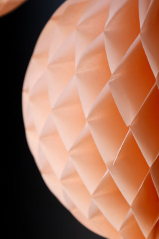 Detail image of the Set Of 2 Peach Honeycomb Ball Decorations