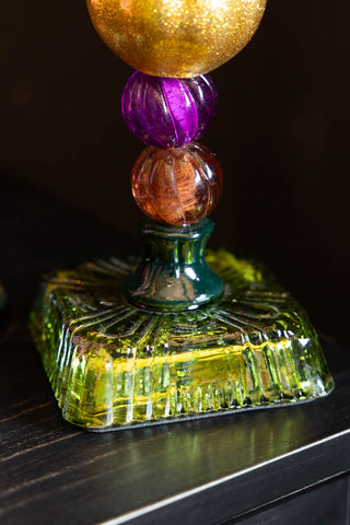 Image of the base of the Set Of 2 Quirky Coloured Glass Candlesticks