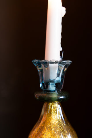Image of the top of the Set Of 2 Quirky Coloured Glass Candlesticks