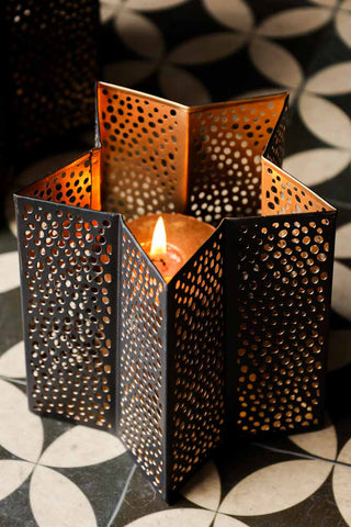 Image of the colour for the Set Of 2 Black & Gold Star Lanterns