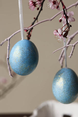 Detail image of the Set Of 20 Blue Easter Egg Decorations