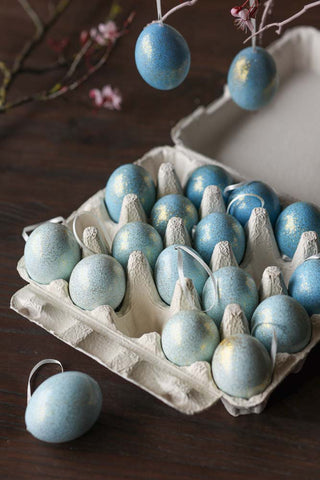Image of the colours for the Set Of 20 Blue Easter Egg Decorations