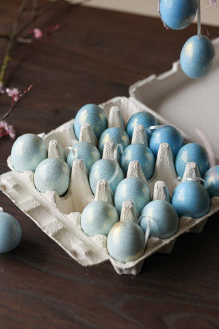 Lifestyle image of the Set Of 20 Blue Easter Egg Decorations