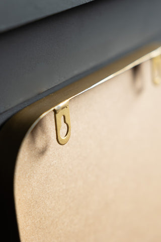 The fixing on the back of the Set of 3 Framed Rectangular Chinoiserie Decorative Mirrors panel. 