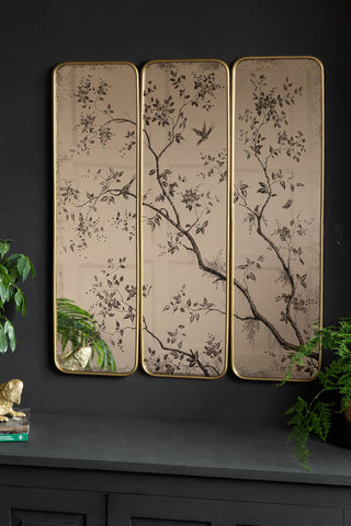 Lifestyle image of the Set Of 3 Chinoiserie Decorative Mirrors