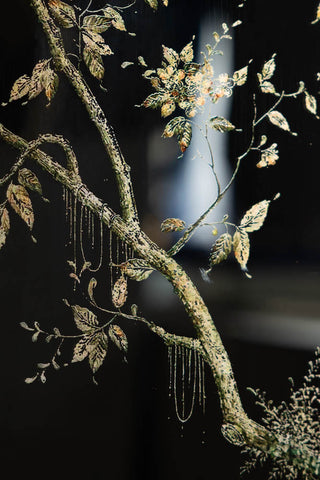 Image showing the detail on the Set Of 3 Chinoiserie Decorative Mirrors