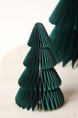 Image of the small tree in the Set Of 3 Dark Green Honeycomb Christmas Trees