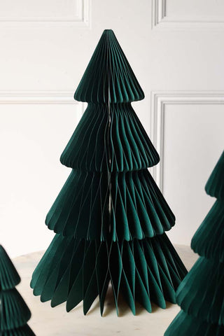 Image of the large tree in the Set Of 3 Dark Green Honeycomb Christmas Trees